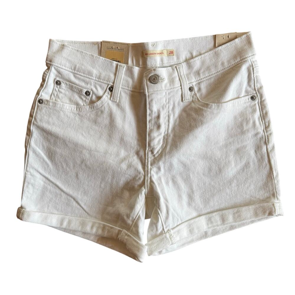 White Mid-Rise Levi's Shorts